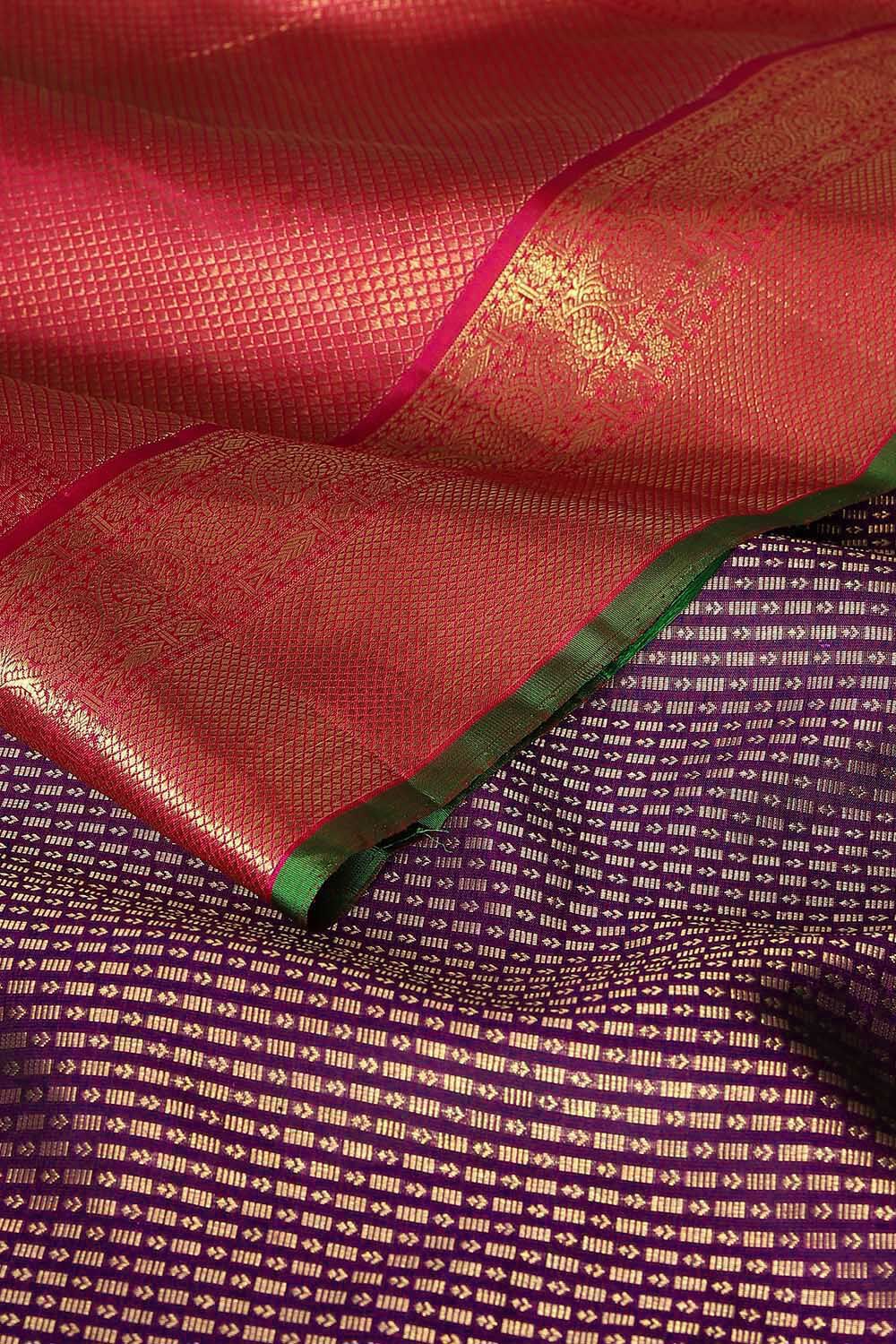 Jamun Purple Pure Zari Silk Kanjivaram Saree image number null