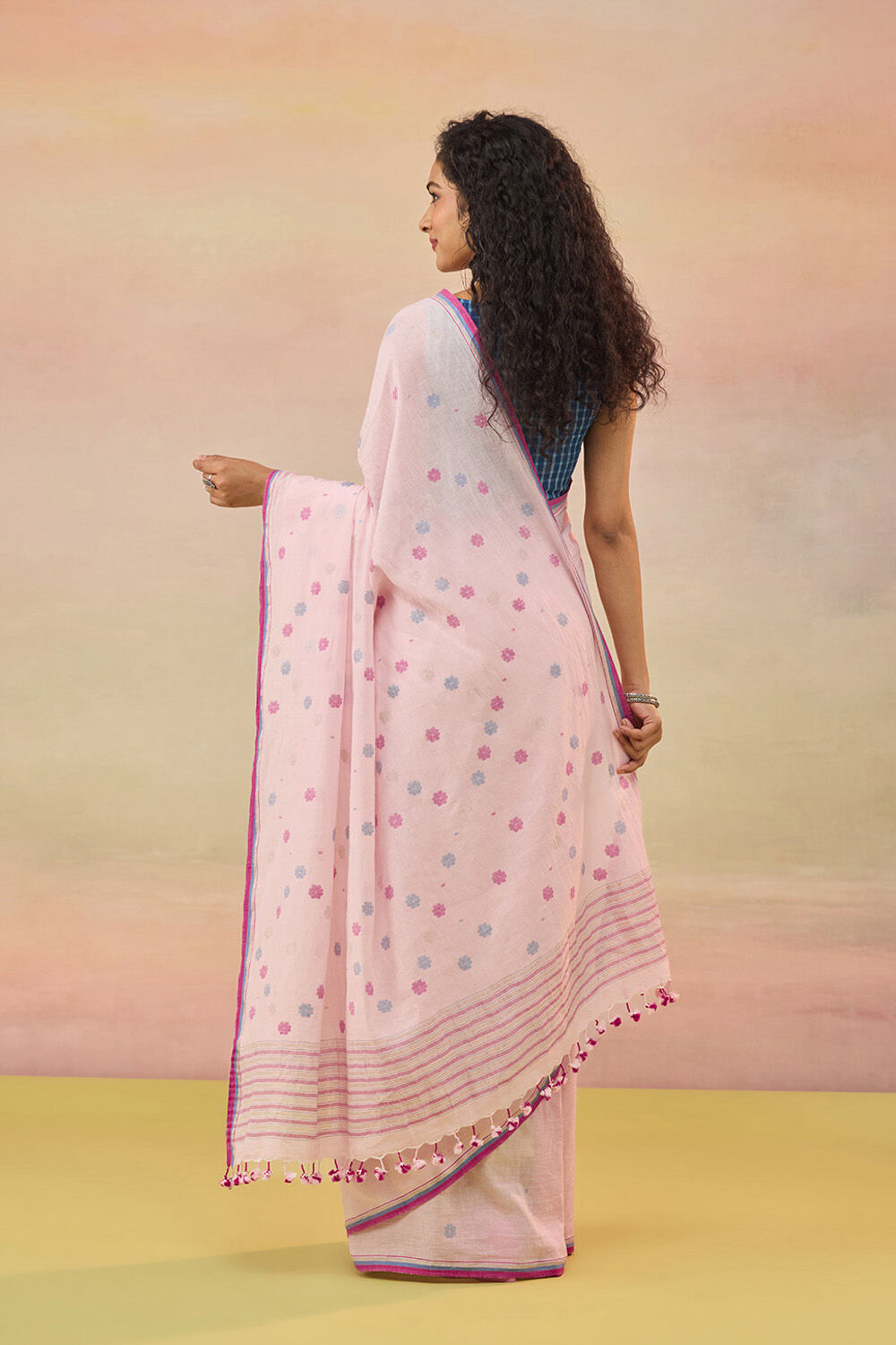 Light Pink Bengal Pure Cotton Jamdani Saree image number null