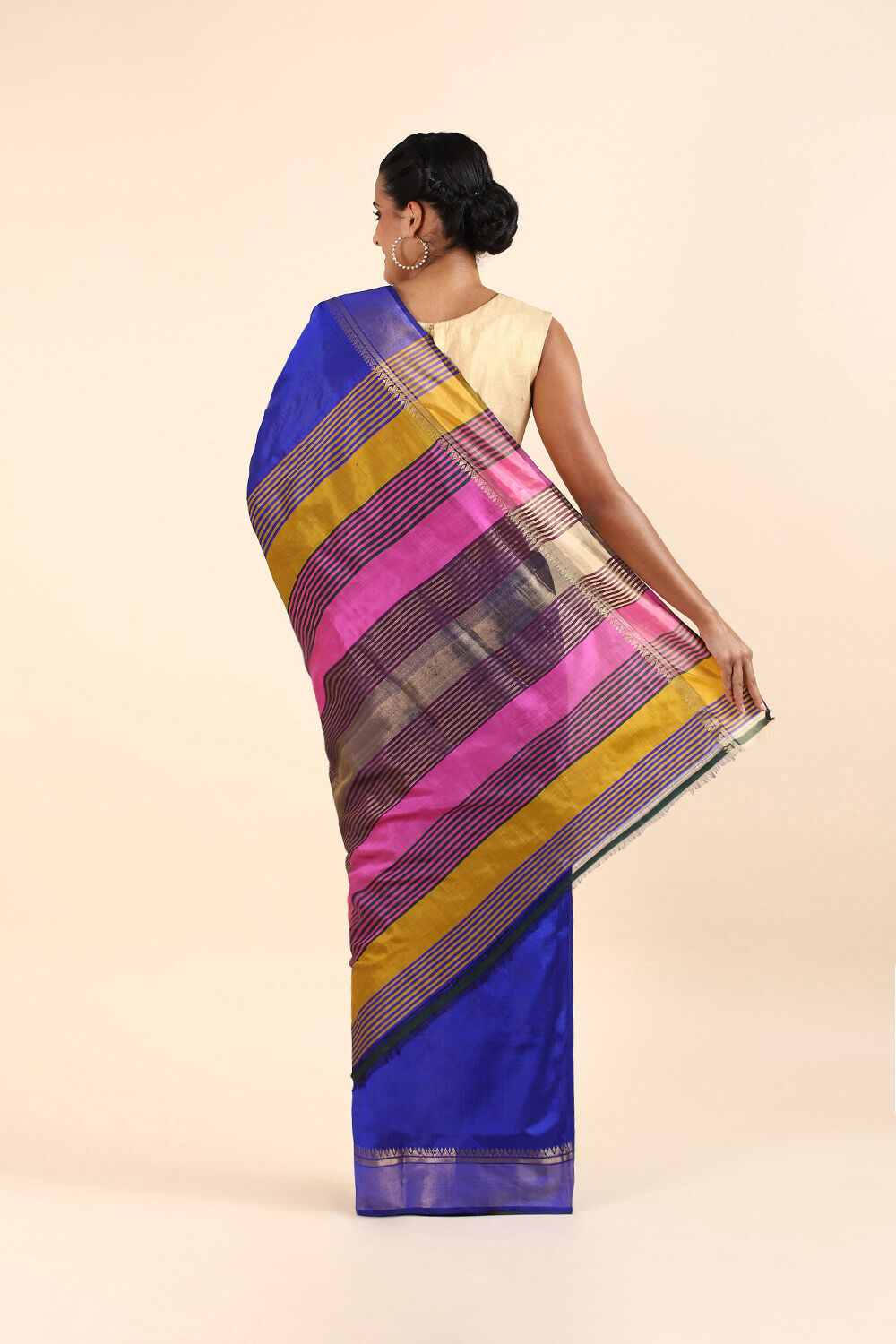 Dark Blue Pure Silk Woven Saree image number null