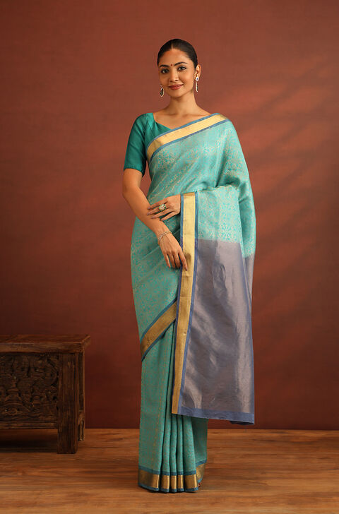 Light Blue South Silk Tencel Woven Saree