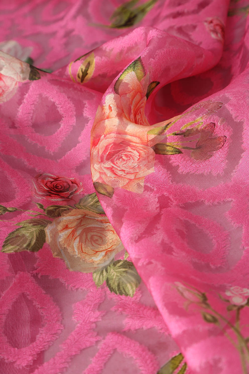 Pink Pure Organza Digital Printed Saree image number null
