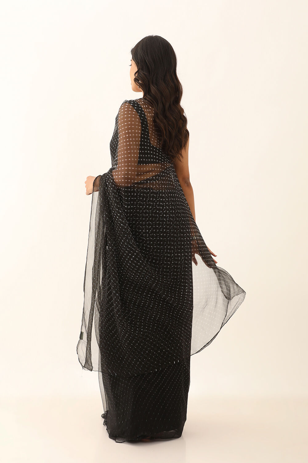 Black Pure Silk Georgette Lehariya Saree image number null