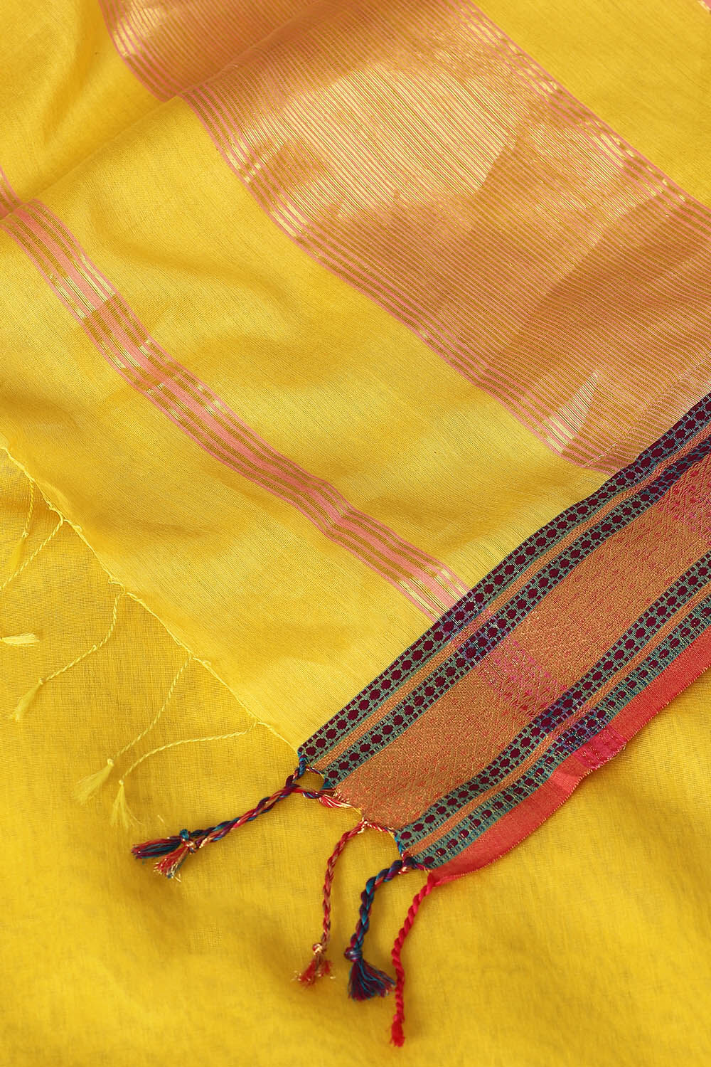 Yellow Pure Silk Cotton Maheswari Saree image number null
