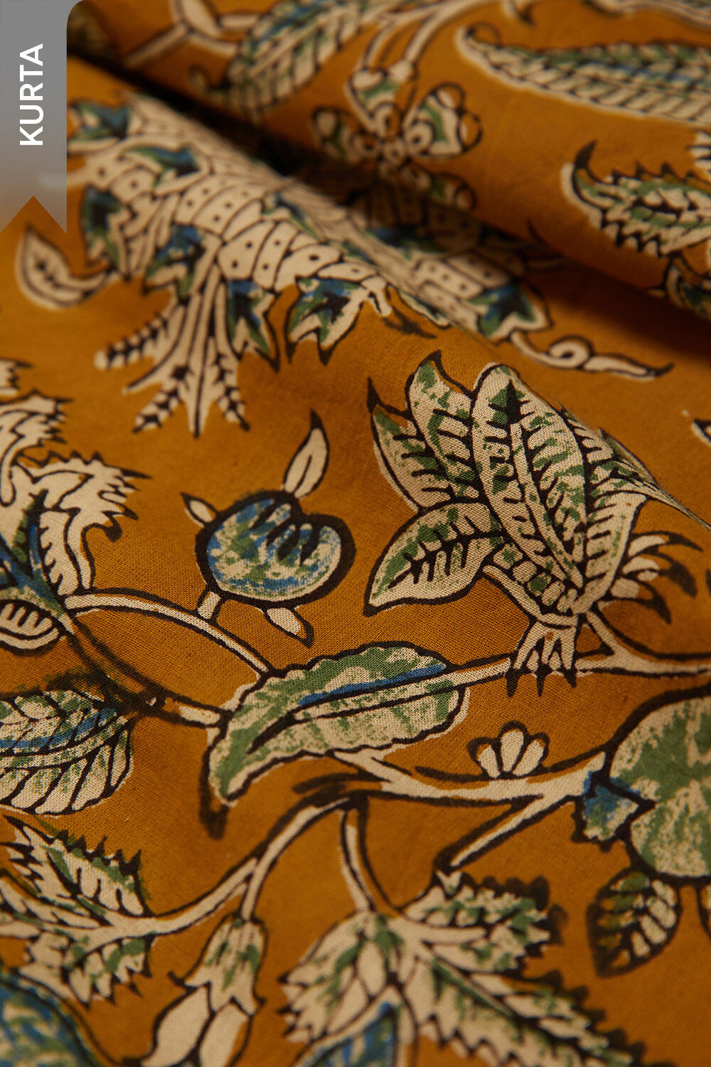Yellow Bagru Block Printed Pure Cotton Unstitched Suit Set image number null