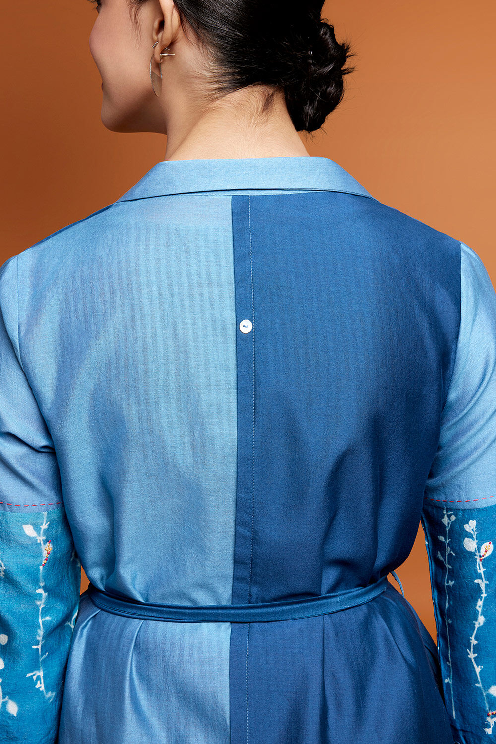 Blue Silk Cotton Hand Printed Kurta Set image number null