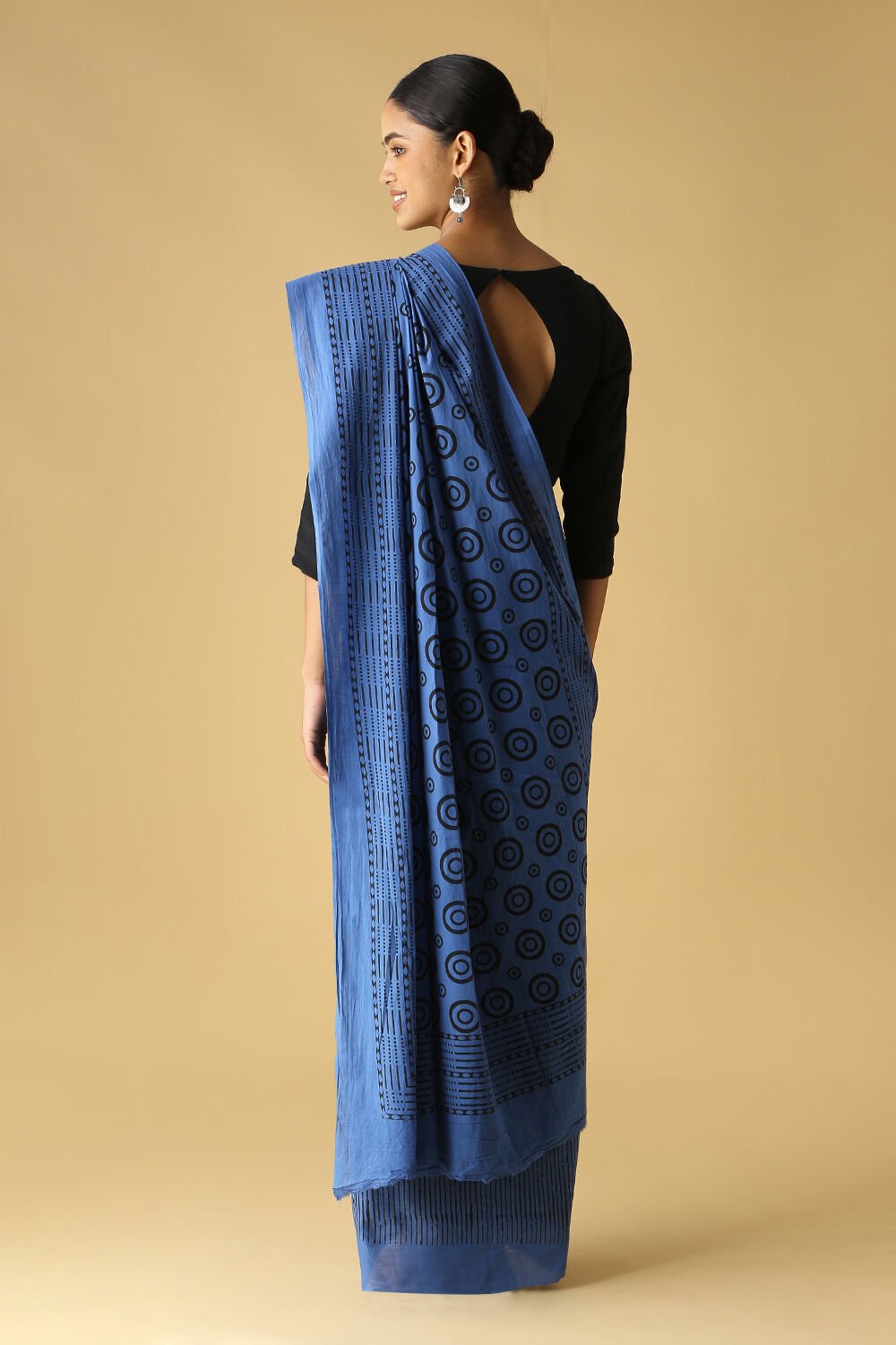 Blue Pure Cotton Printed Saree image number null