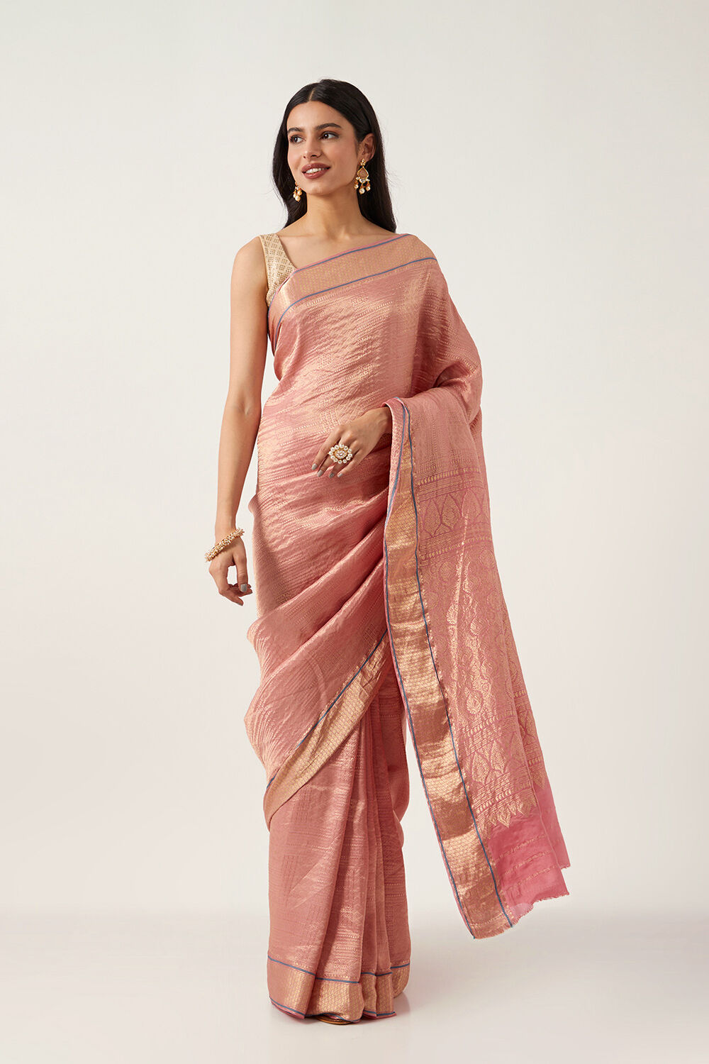 Pink Pure Crepe Woven Saree image number null