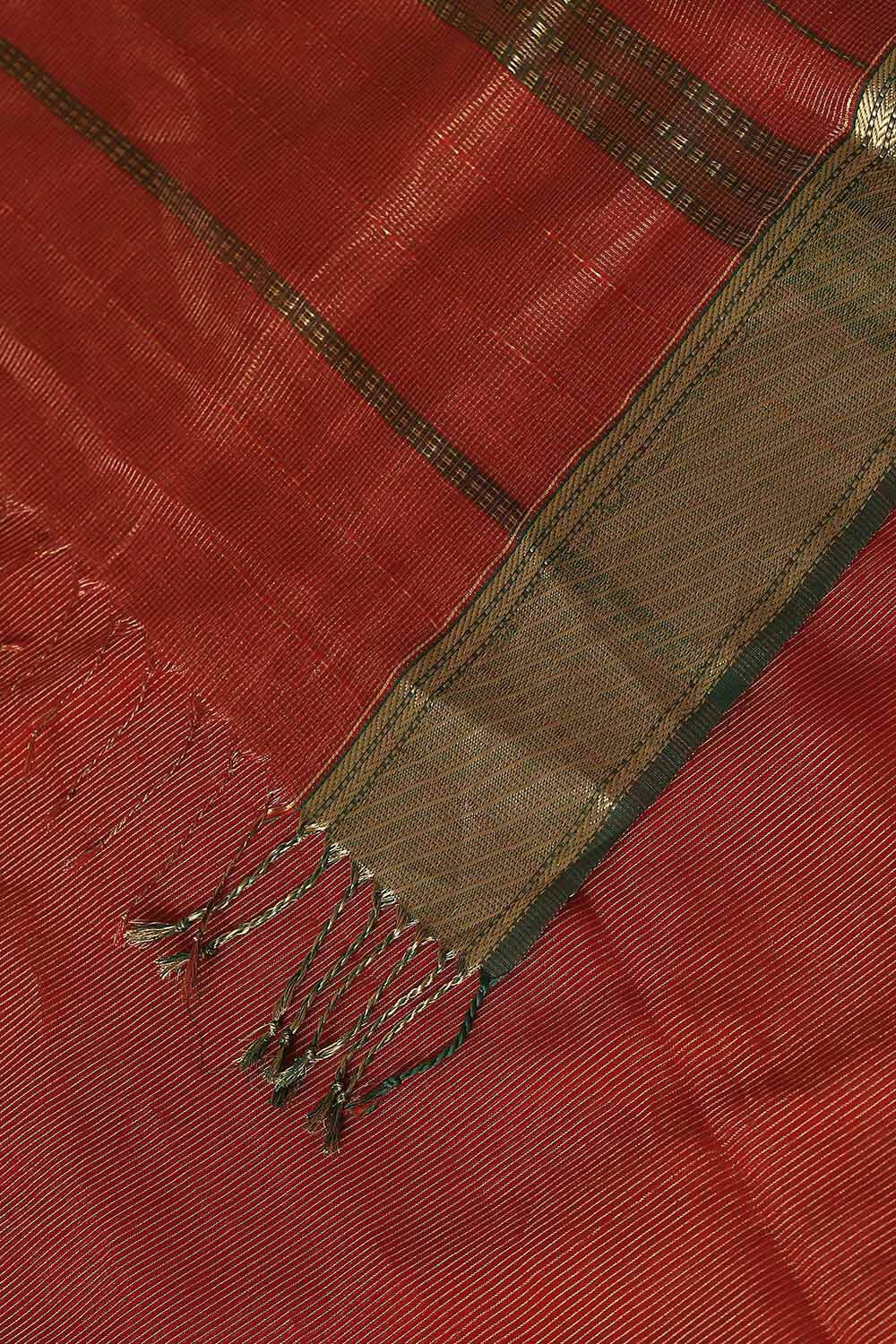 Red Pure Cotton Tissue Maheswari Saree image number null