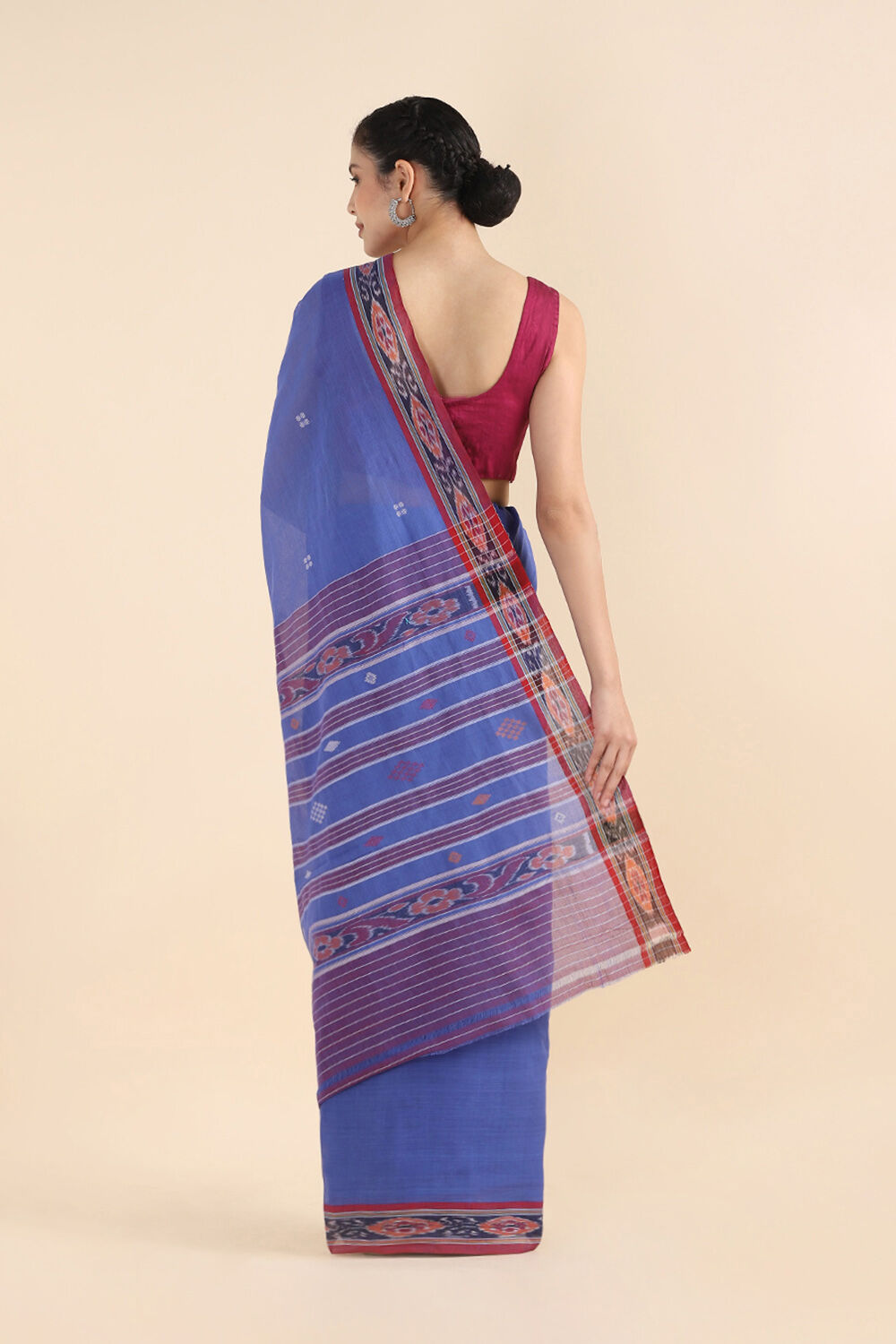Blue Pure Cotton Odissa Ikat Saree image number null