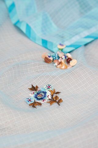 Blue Pure Kota Embroidered Saree thumbnail image number null