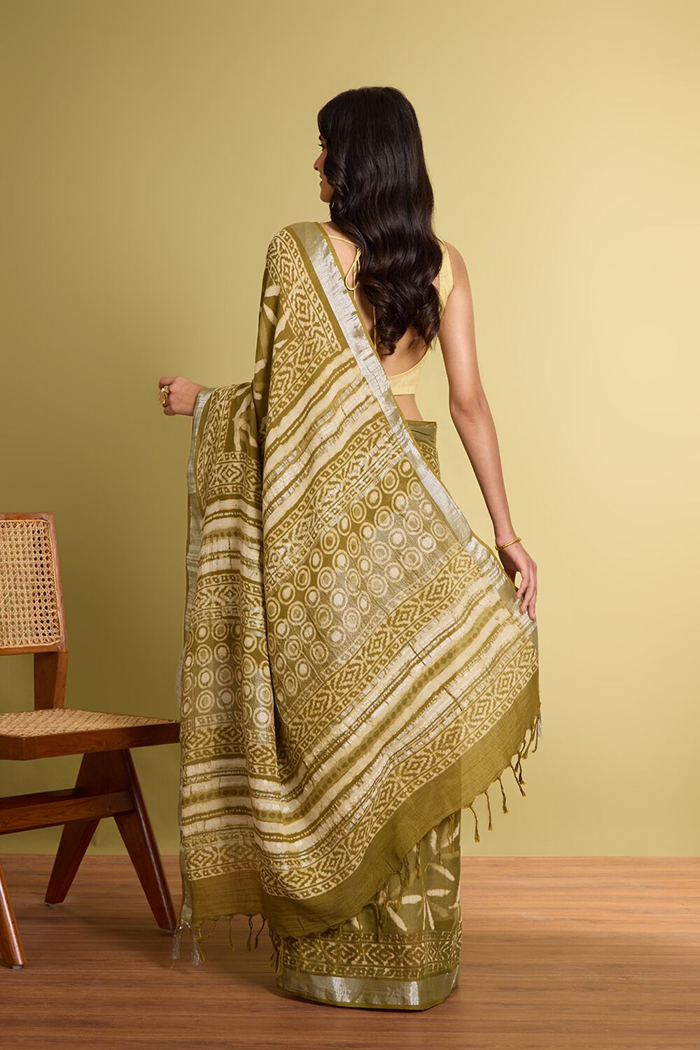 Light Green Rajasthan Viscose Cotton Dabu Saree image number null