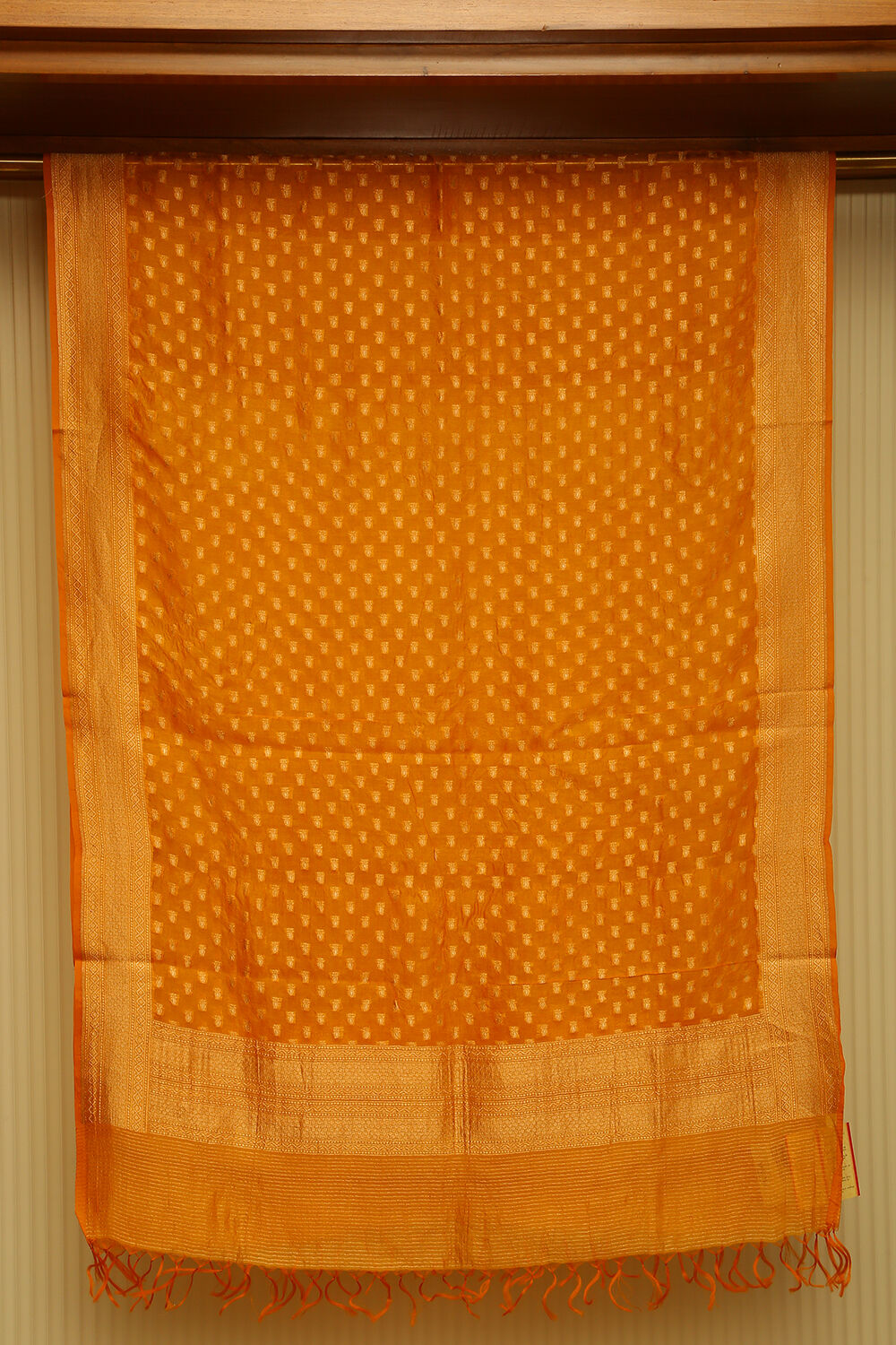 Golden Orange Pure Organza Tussar Dupatta image number null