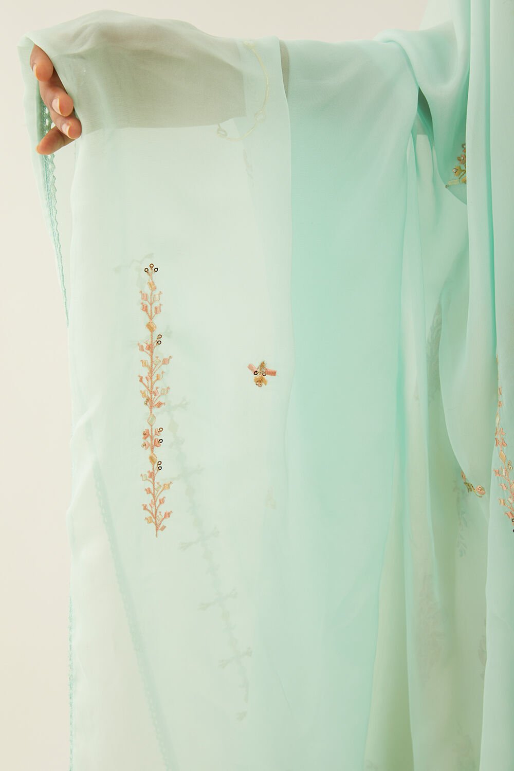 Light Blue Viscose Organza Embroidered Dupatta image number null