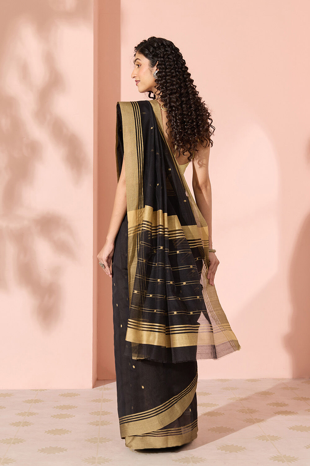 Black Woven Pure Silk Cotton Chanderi Saree image number null
