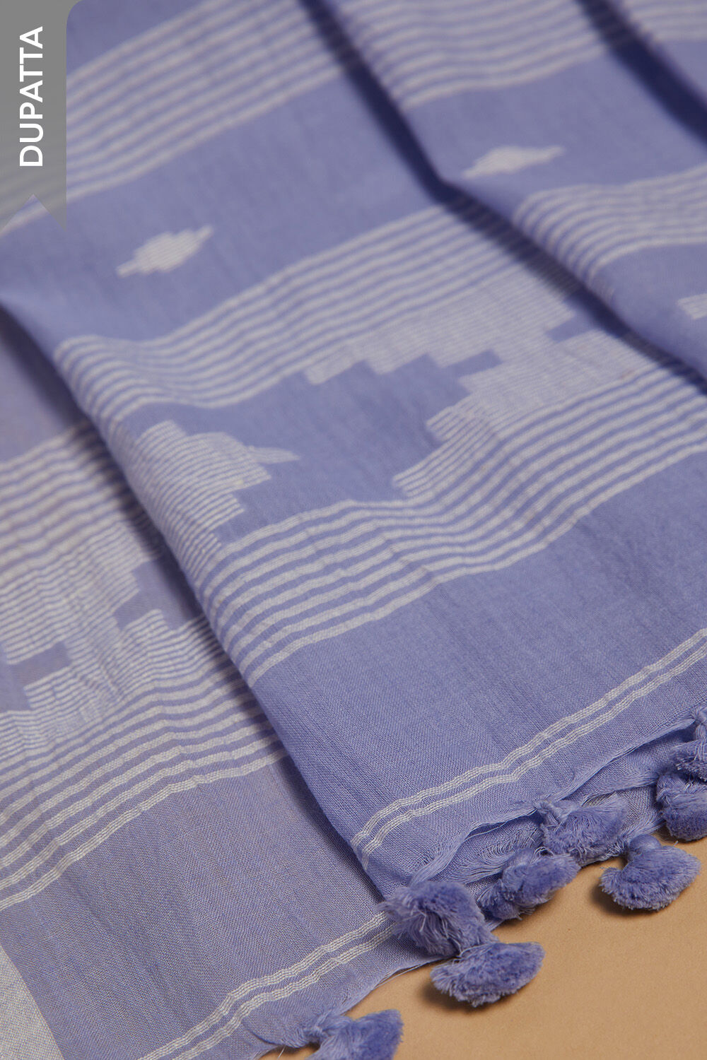 Off White Woven Pure Cotton Unstitched Suit Set image number null