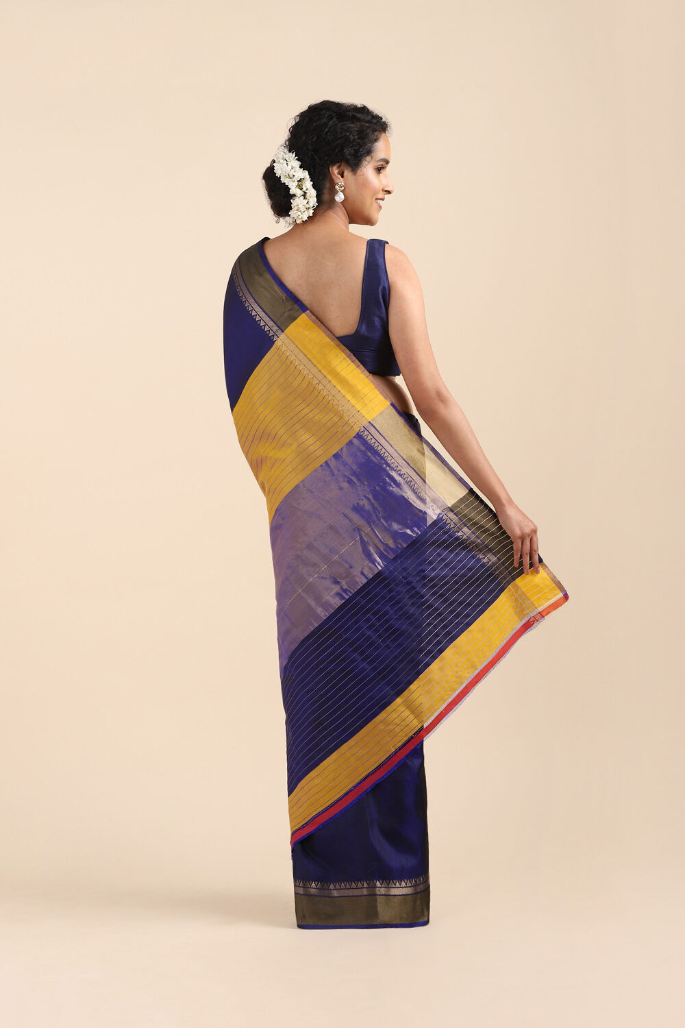 Dark Blue Pure Silk Woven Saree image number null