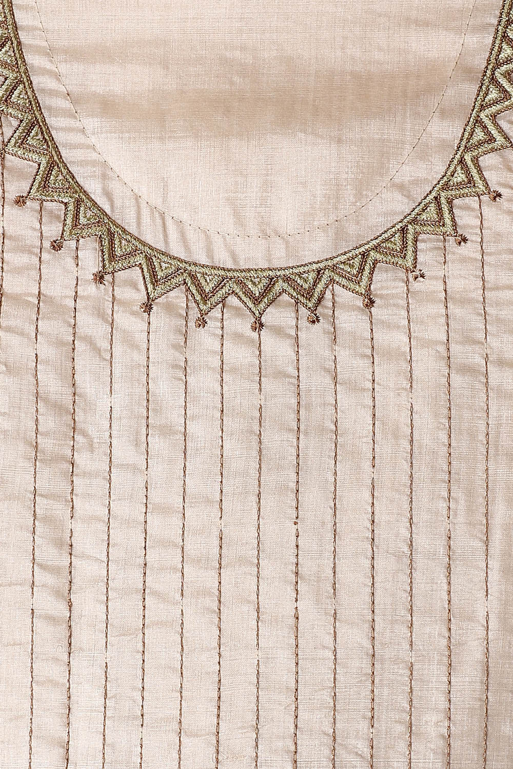 Beige Tussar Embroidered Unstitched Suit Set image number null