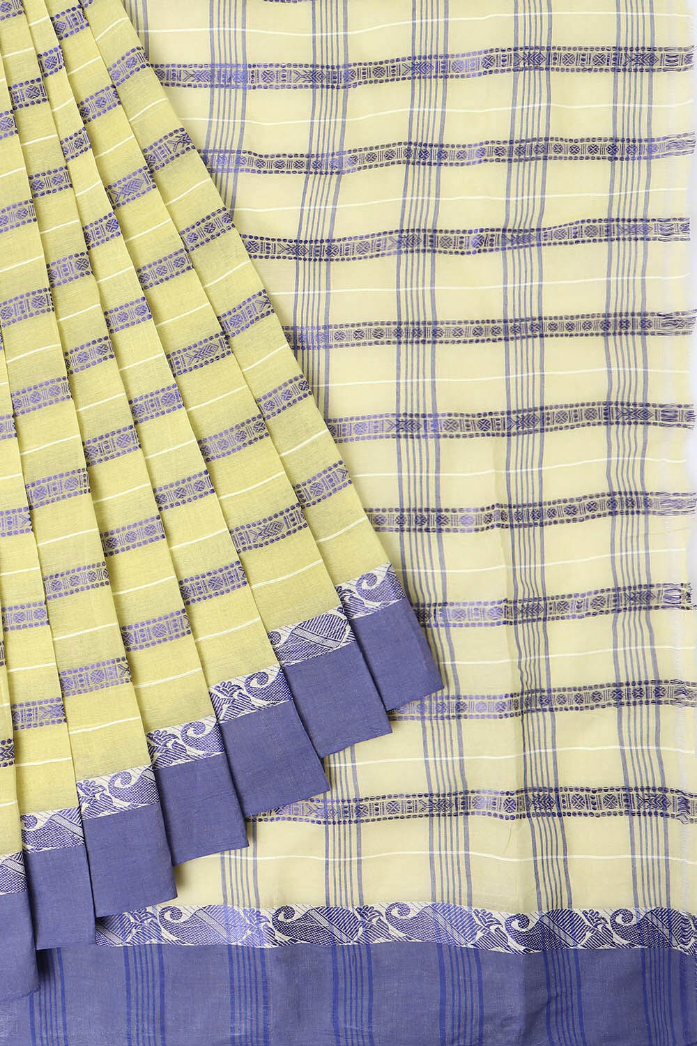 Light Pure Yellow Cotton Bengal Saree image number null