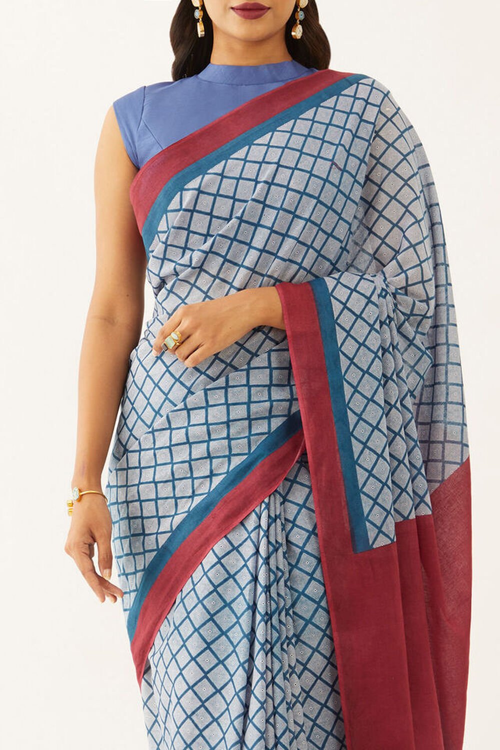 Brown Pure Cotton Mulmul Printed Bengali Saree image number null