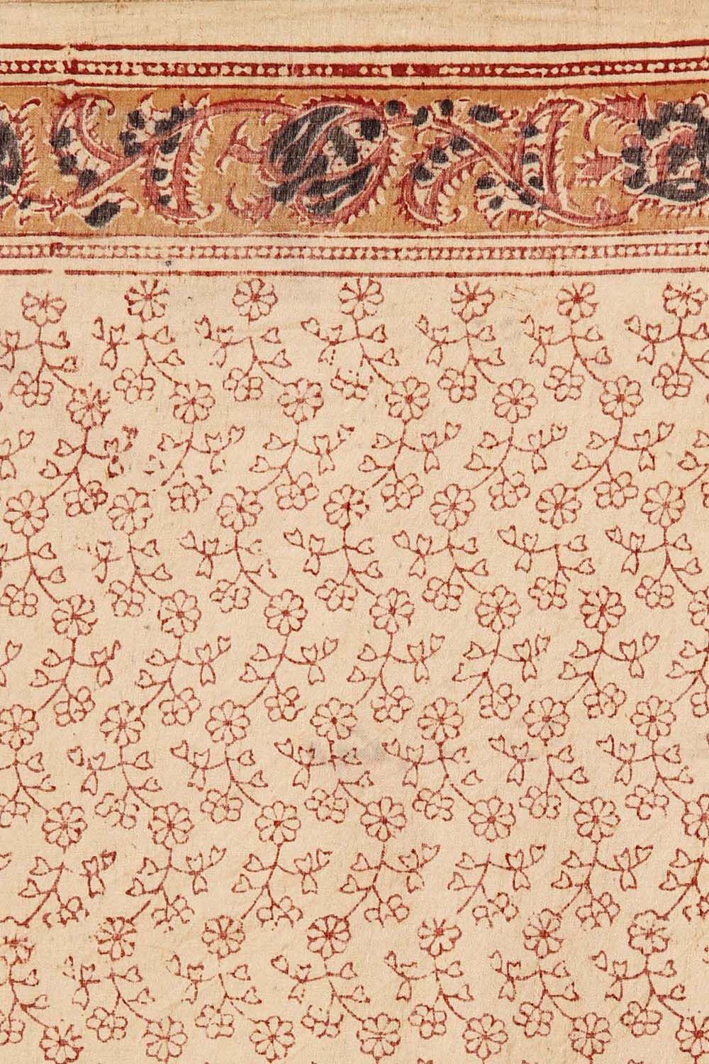 Beige Pure Khadi Cotton Printed Kalamkari Saree image number null