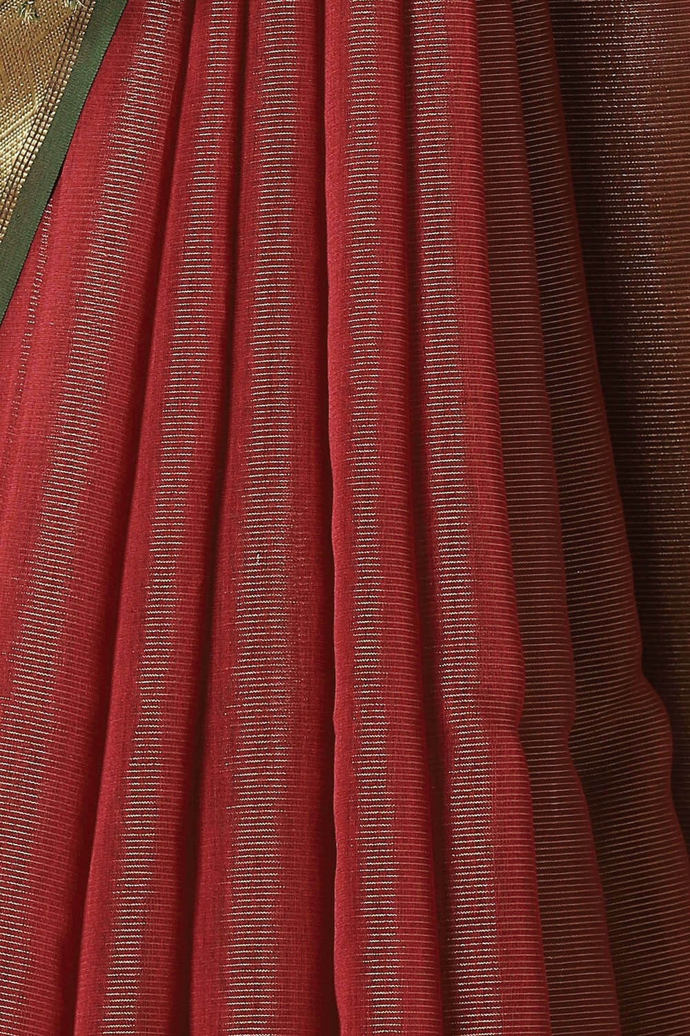 Red Pure Cotton Tissue Maheswari Saree image number null