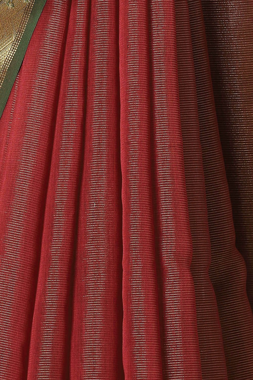 Red Pure Cotton Tissue Maheswari Saree image number null