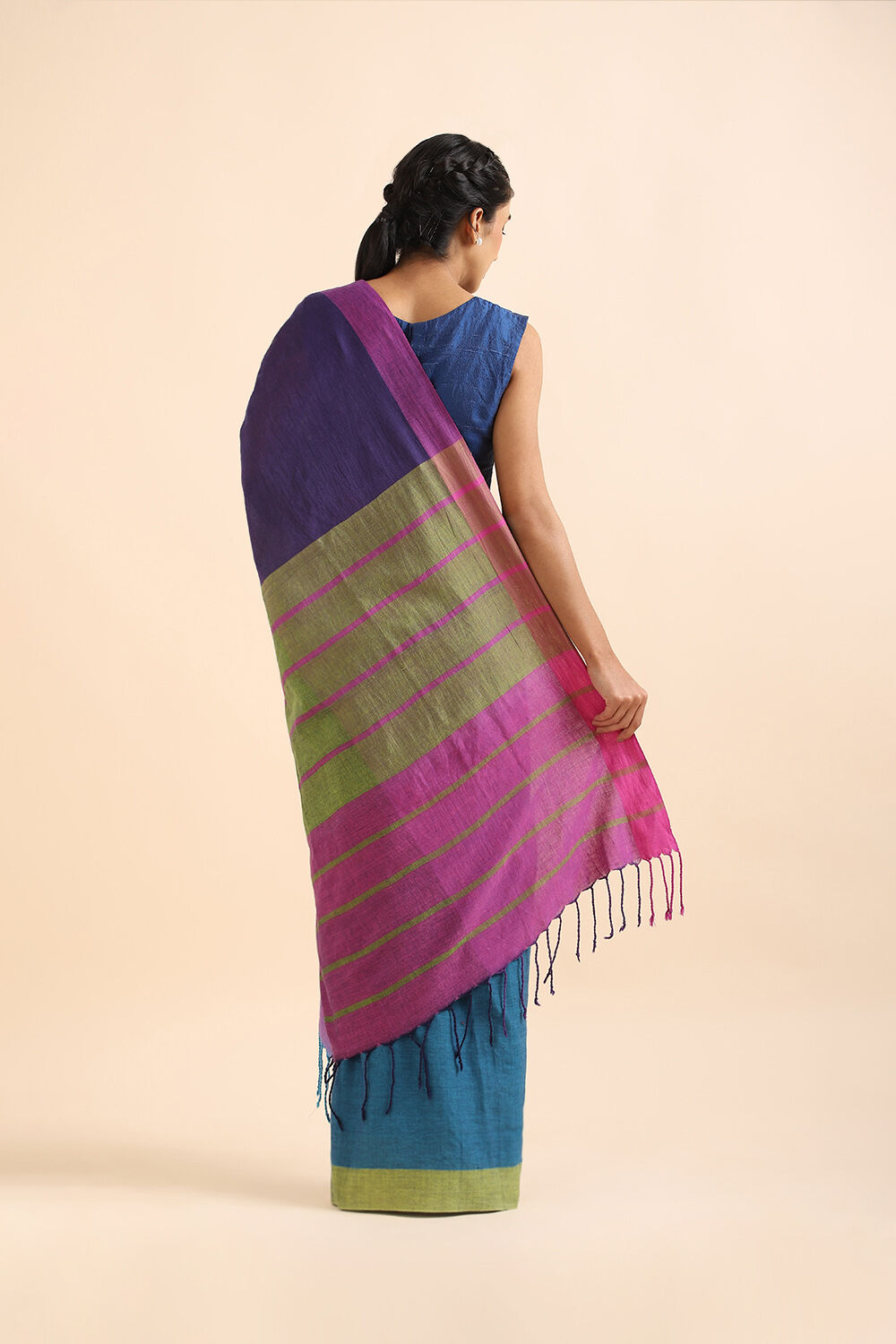 Dark Blue Pure Cotton Bengal Saree image number null