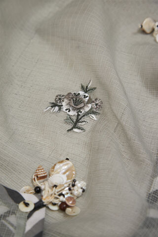 Grey Pure Kota Embroidered Saree thumbnail image number null