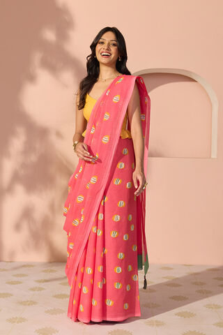 Pink Bengal Screen Printed Pure Cotton Mulmul Saree thumbnail image number null
