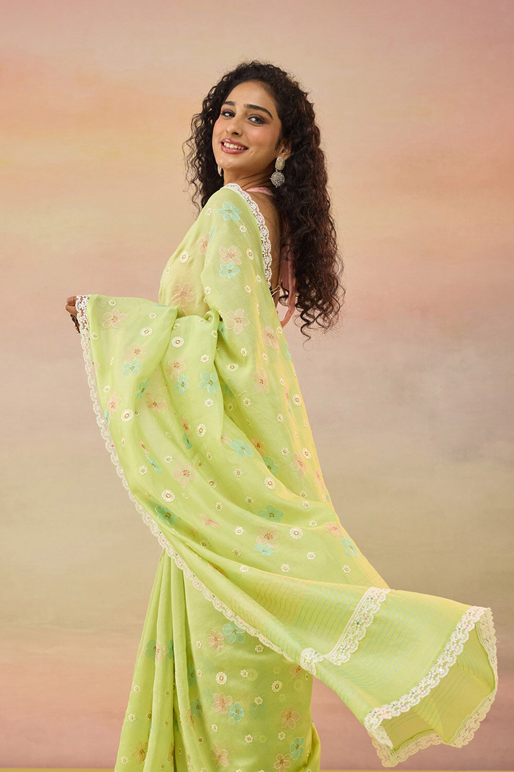Light Green Bengal Pure Silk Cotton Embroidered Saree image number null
