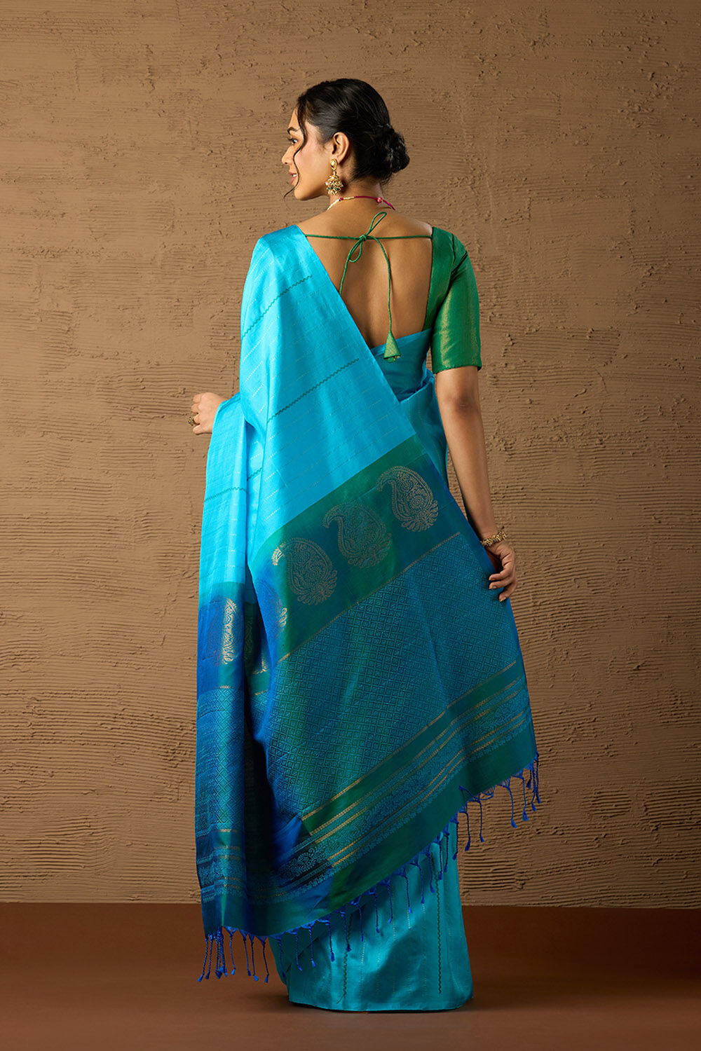 Blue Woven Pure Soft Silk Saree image number null