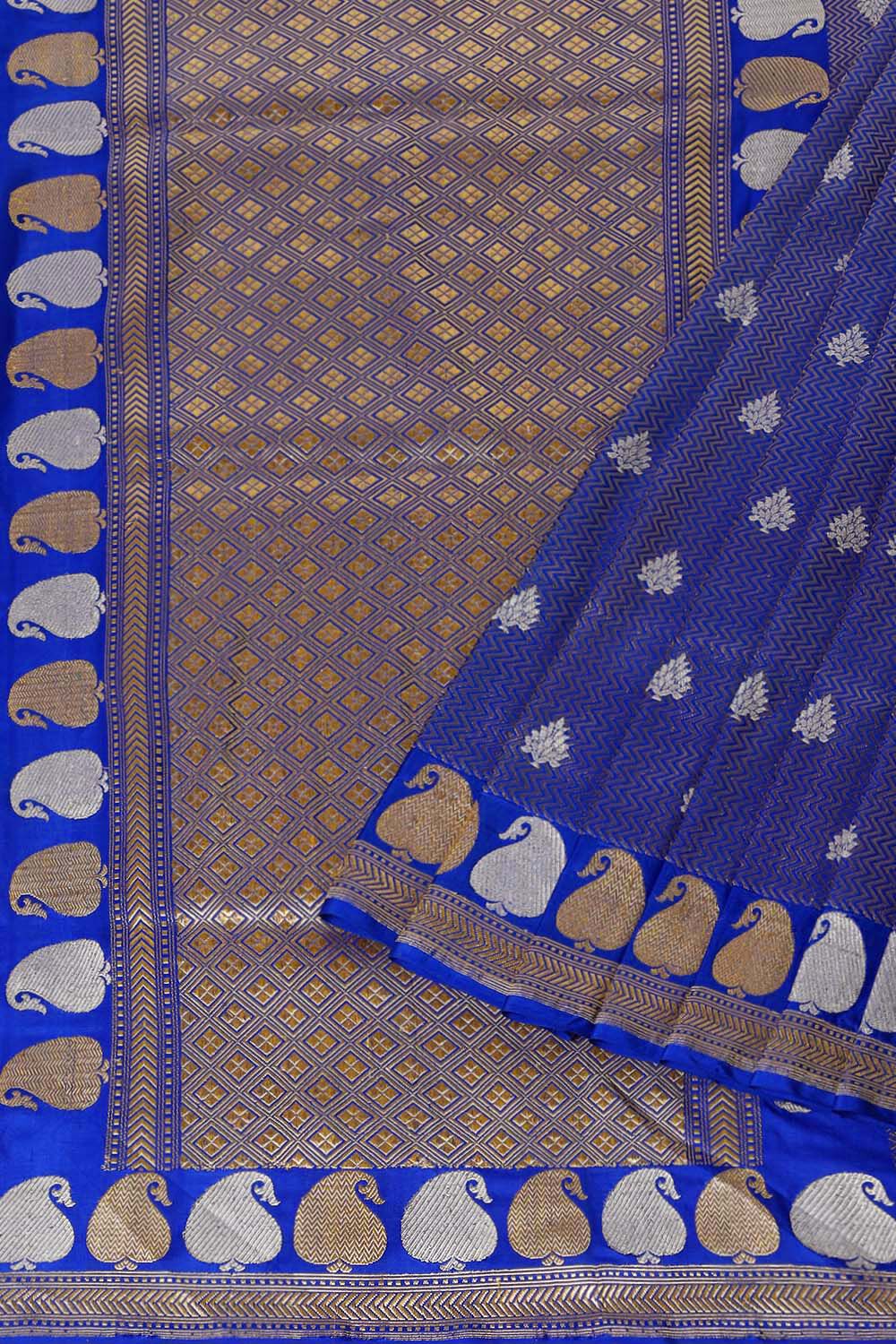 Blue Pure Silk Banarasi Brocade Saree image number null