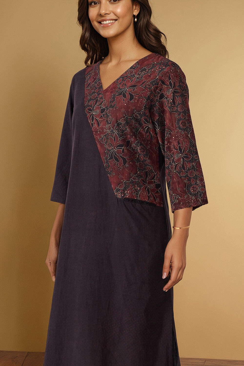 Black Pure Cotton Ajrakh Kurta image number null