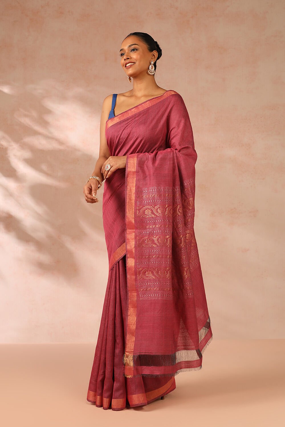 Pink Woven Chattisgarh Pure Tussar Silk Saree image number null