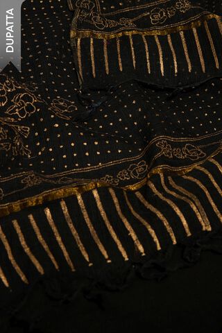 Black Embroidered Pure Cotton Unstitched Suit Set thumbnail image number null