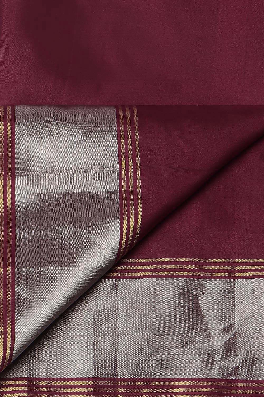 Dark Red Pure Silk South Saree image number null