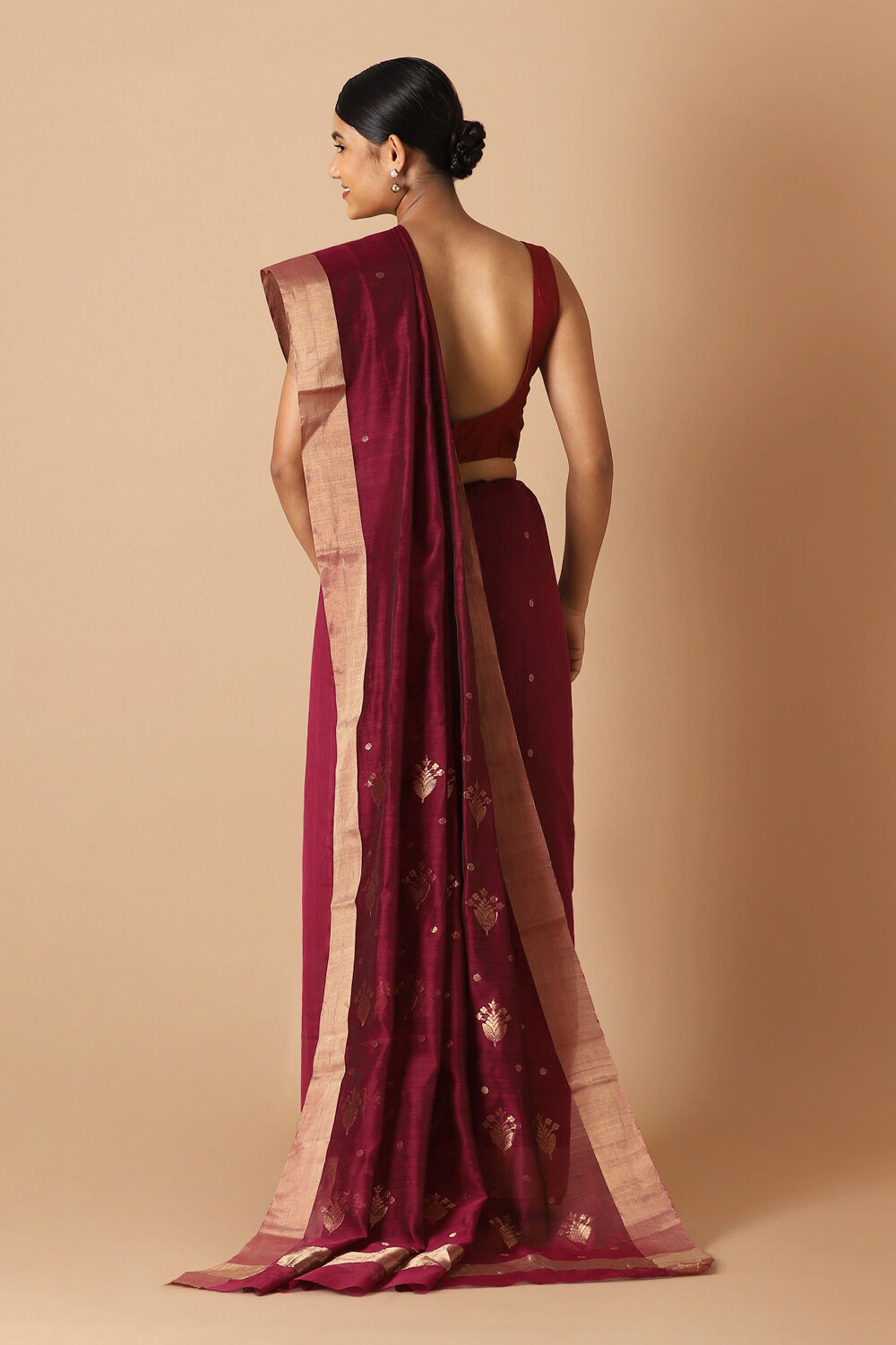 Red Pure Silk Cotton Chanderi Saree image number null