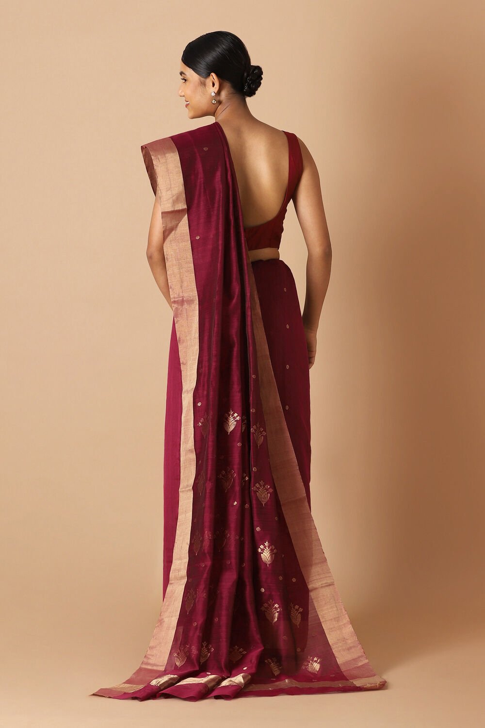 Red Pure Silk Cotton Chanderi Saree image number null