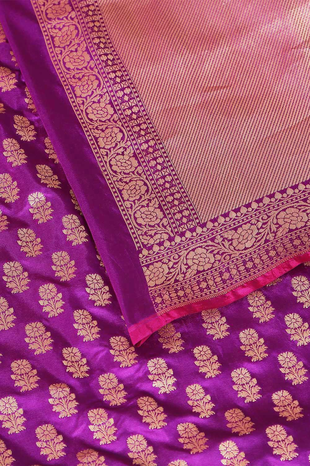 Purple Pure Silk Banarasi Saree image number null