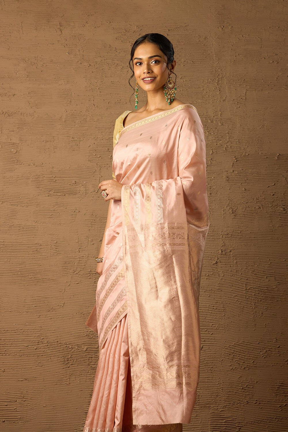 Pink Pure Silk Kadwa Banarasi Saree image number null