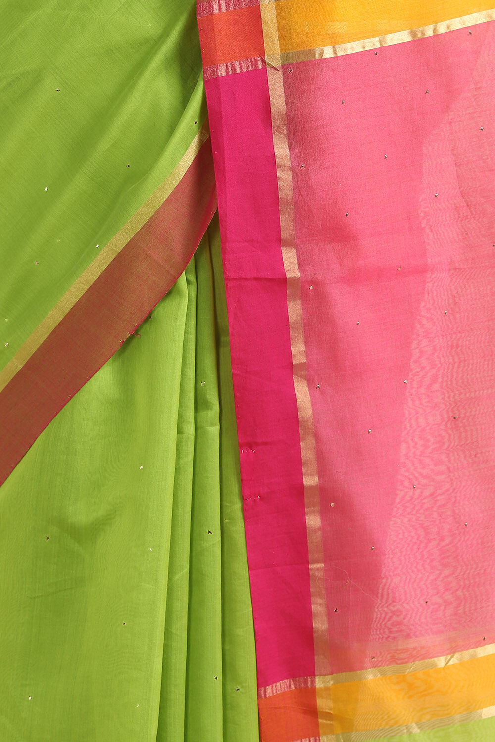 Green Pure Silk Cotton Chanderi Saree image number null