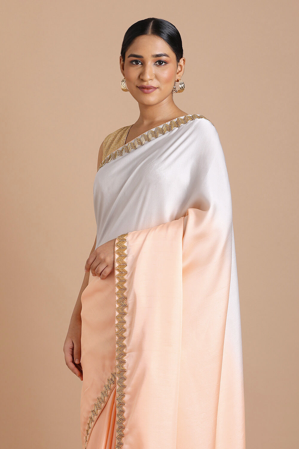 Light Pure Orange Embroidered Saree image number null