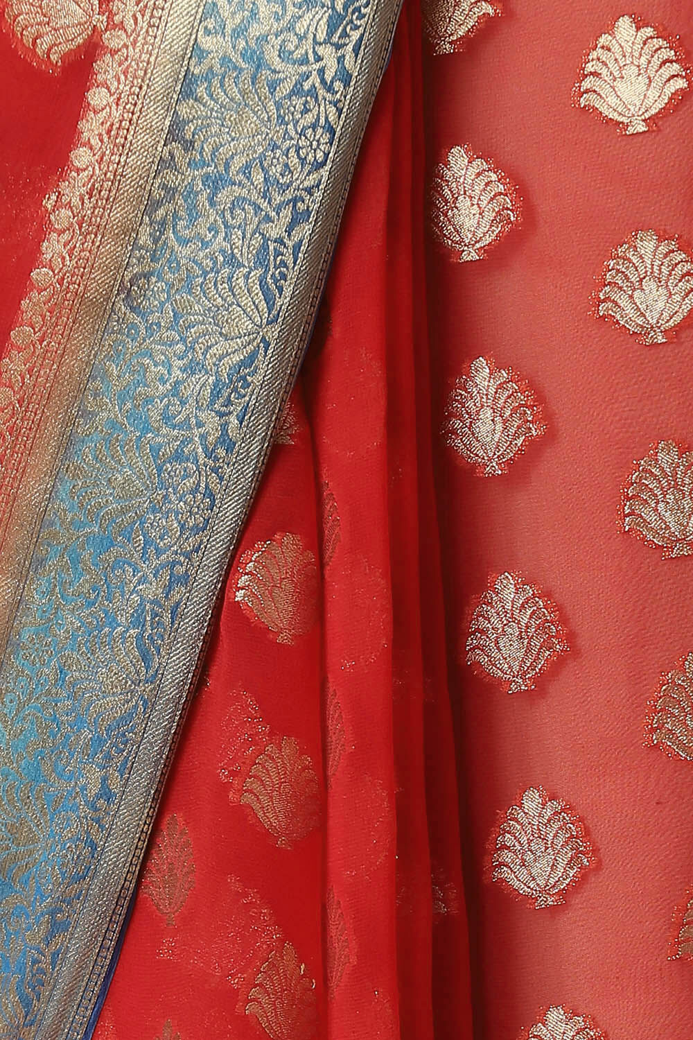 Red Viscose Pure Georgette Banarasi Saree image number null