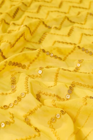 Yellow Viscose Georgette Embroidered Saree thumbnail image number null