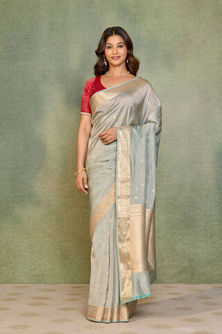 Grey Silk Viscose Cutwork Banarasi Saree thumbnail image number null