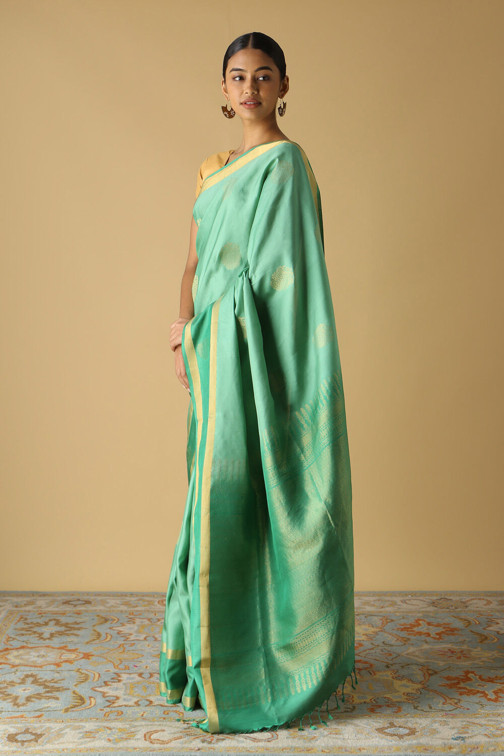 Light Green Pure Silk South Saree image number null