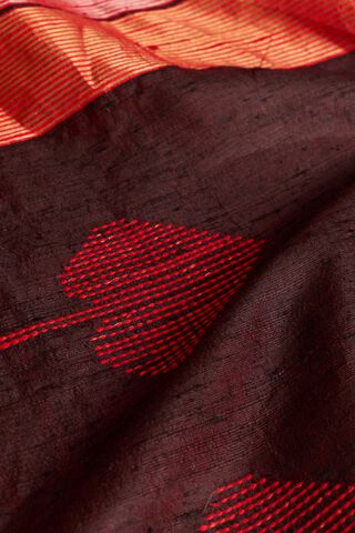 Red Bhagalpur Woven Pure Tussar Silk Saree thumbnail image number null