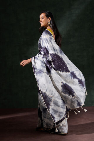 Grey Murshidabad Silk Tie and Dye Shibori Saree thumbnail image number null