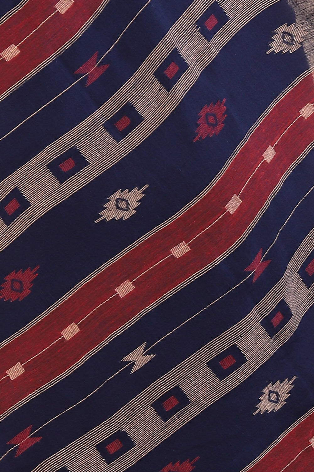 Dark Blue Pure Cotton Jamdani Saree image number null