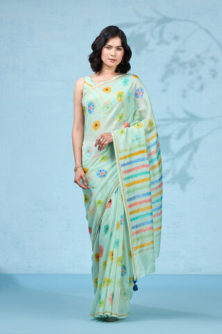 Light Green Printed Pure Silk Cotton Saree thumbnail image number null
